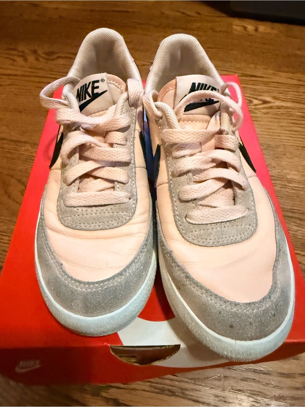 Nike Kids Washed Coral (pink) and Black Sail  Lace-Up Sneakers with Black Swoosh